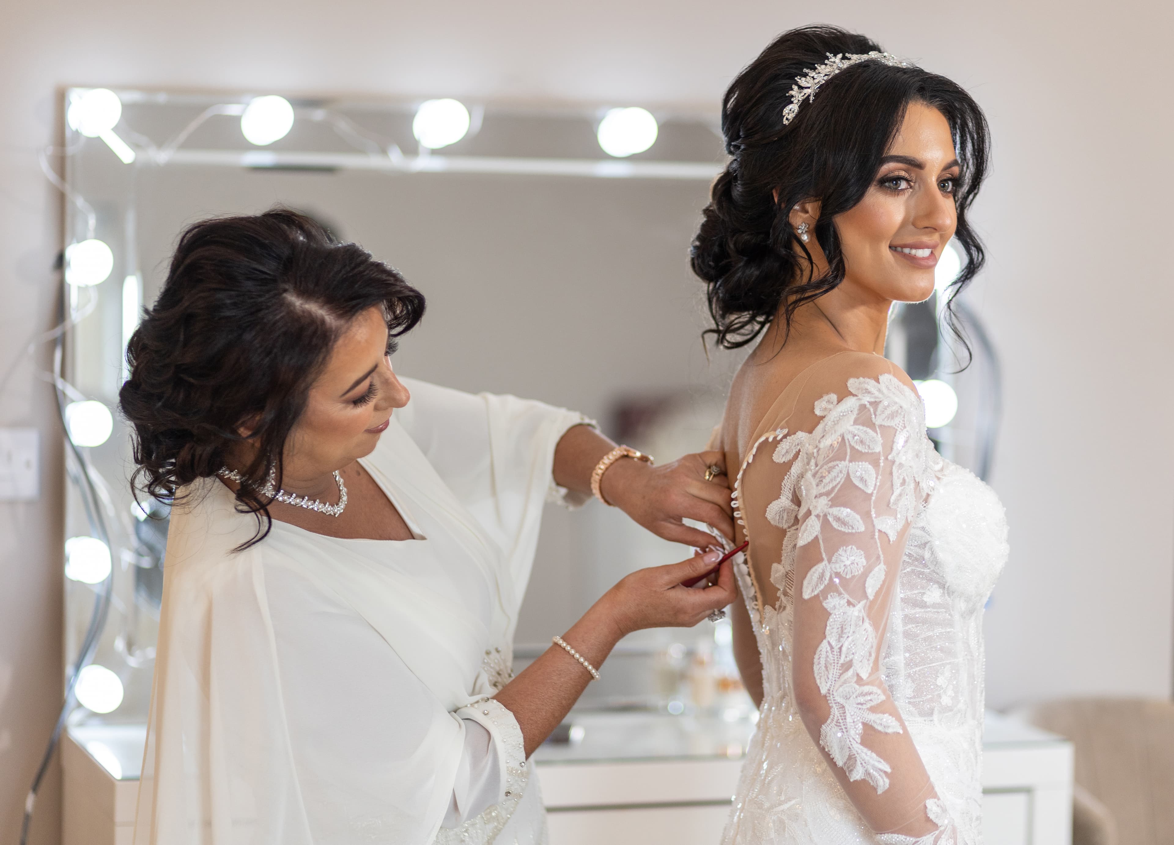 Mum helping with the dress