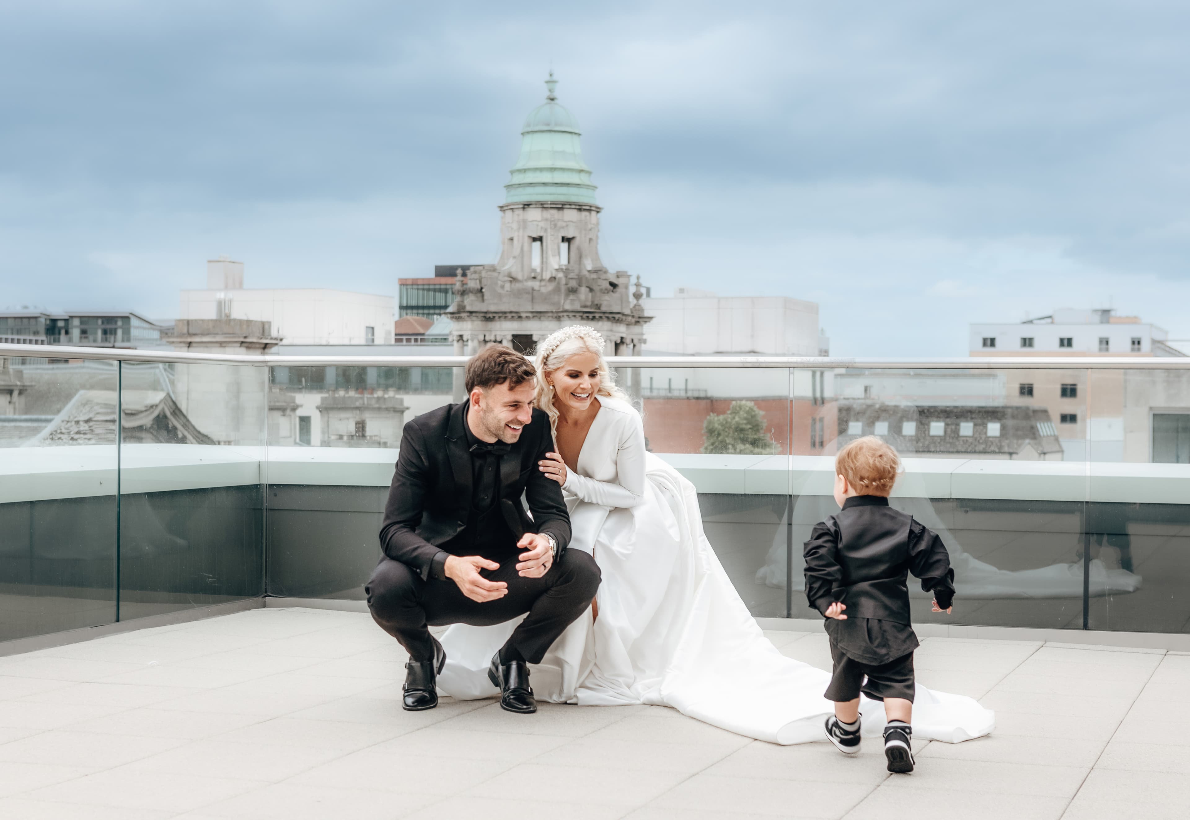 Happy couple with family