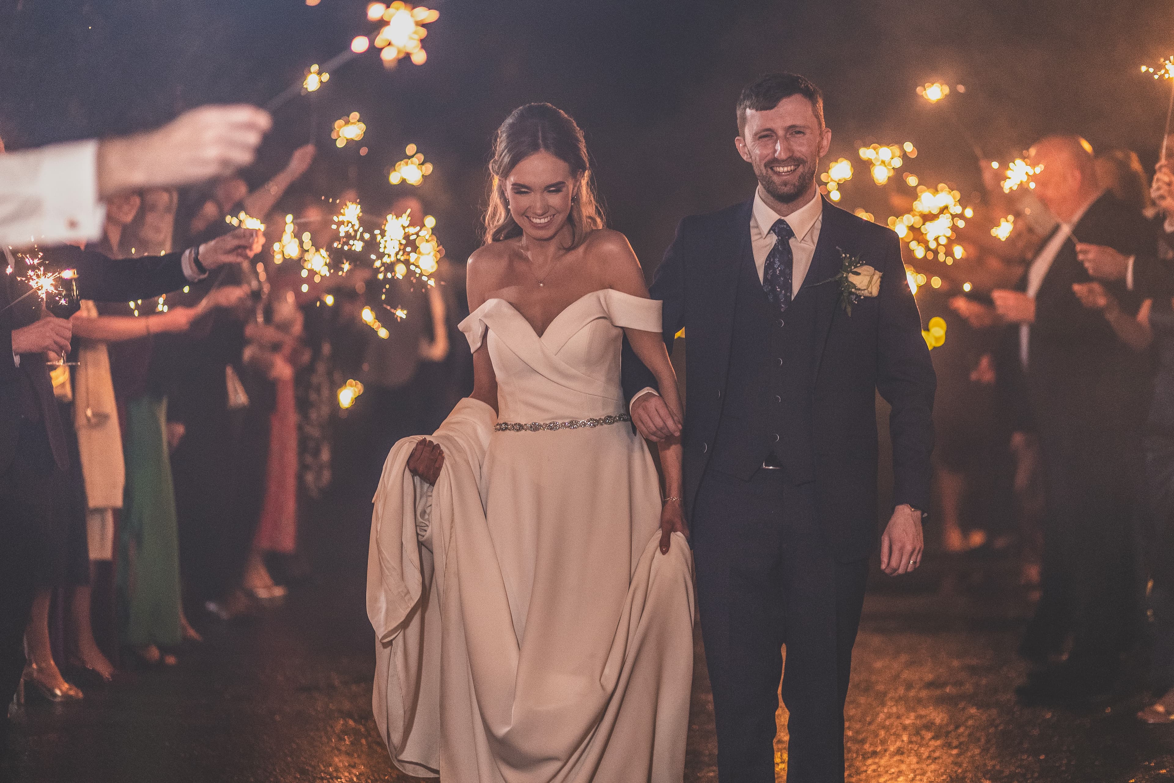 Sparklers at the wedding