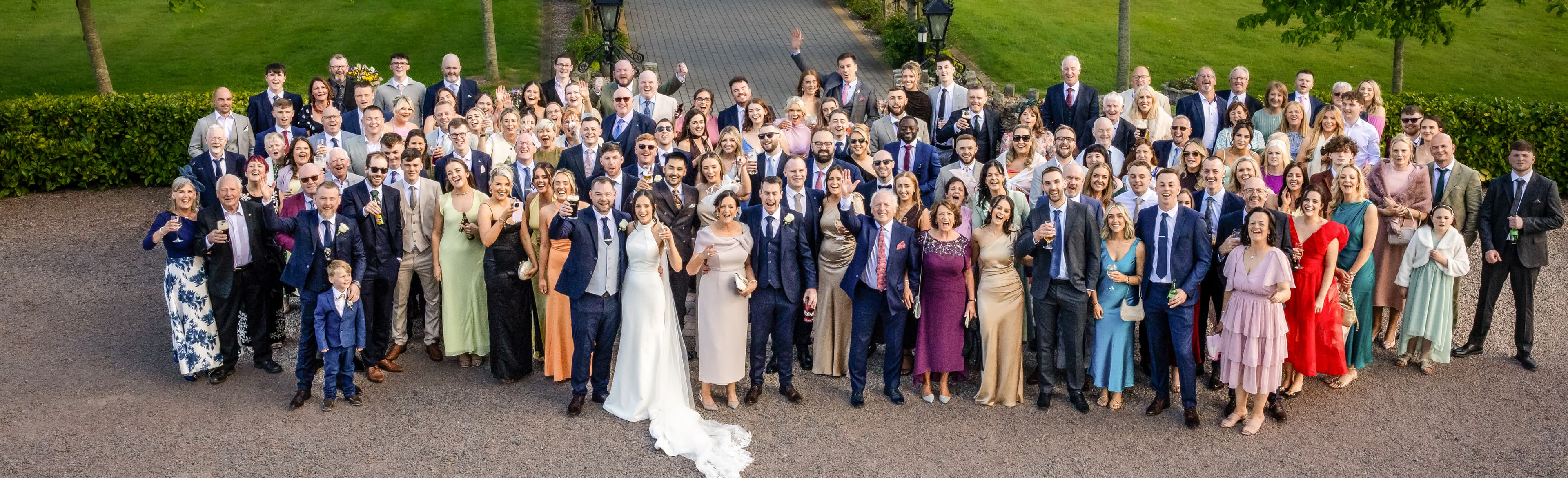 Wedding guests celebrating together